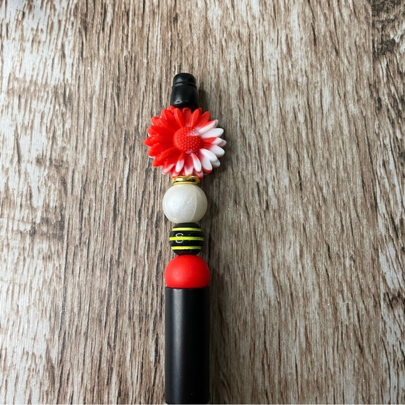 Handcrafted Pens Flower True Crime Beaded Unique Artisan Gift Office Accessories - Picture 2 of 5